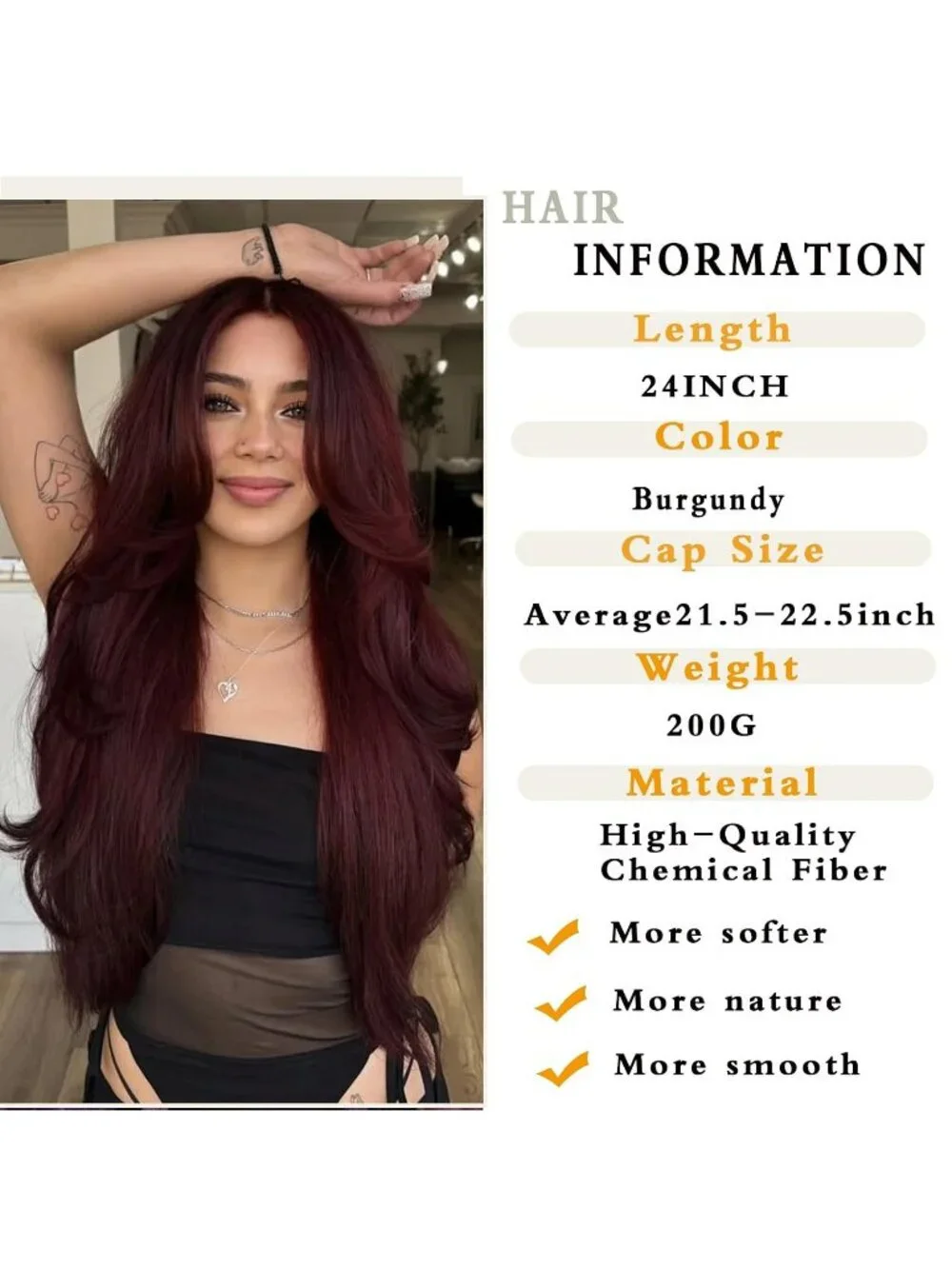 Women's Burgundy Long Blonde Wavy Synthetic Platinum Layered Classic Wigs